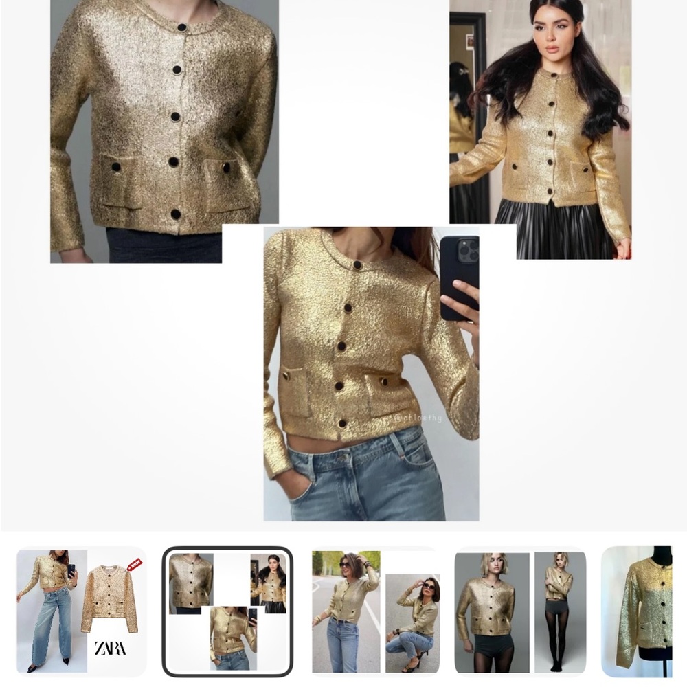 Zara Gold foil Button-Up sweater - Picture 2 of 9